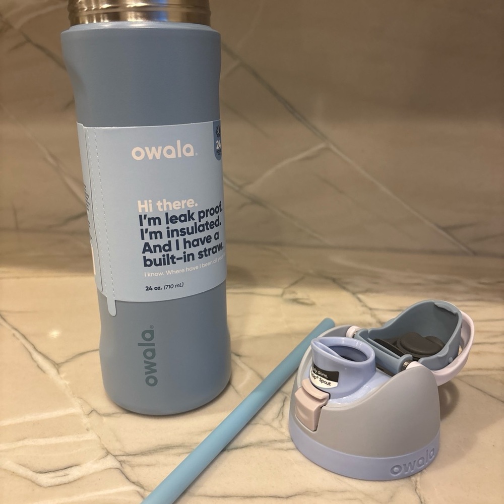 Owala FreeSip 24oz Sea Salt Blue Insulated Water Bottle Straw Lid, NWT - Picture 3 of 5